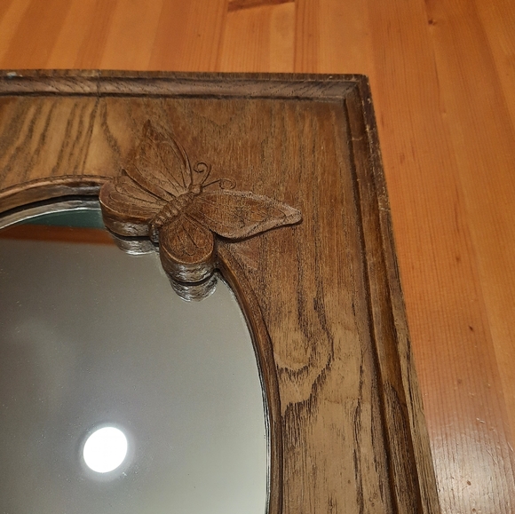 VINTAGE EINAR JOHANSEN WOOD CARVED MIRROR 1976 BUTTERFLY DAFFODIL BLUEBELLS - Picture 10 of 16